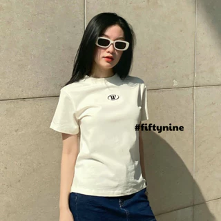 Áo babytee tay ngắn in chữ W ôm body FN áo thun dáng dài cổ tròn nữ basic chất vải dày dặn