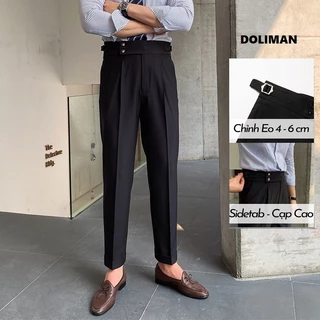 Quần âu sidetab nam cạp cao, quần baggy đai rút phong cách thời trang Hàn Quốc Doliman