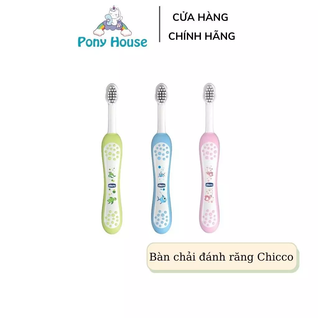 Bàn Chải Đánh Răng Chicco Siêu Mềm Cho Bé 6 Tháng đến 3 Tuổi Hình Động Vật Đáng Yêu  (Hàng Chính Hãng)