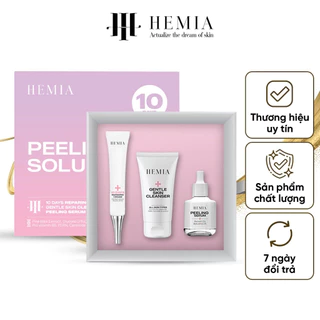 Set 3 sản phẩm peel da HEMIA gồm sữa rửa mặt, tinh chất tái tạo retinol 0.5%, kem dưỡng phục hồi da