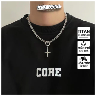 Vòng Cổ Nam Nữ Thép Titan Chéo Ngôi Sao Phong Cách Hiphop