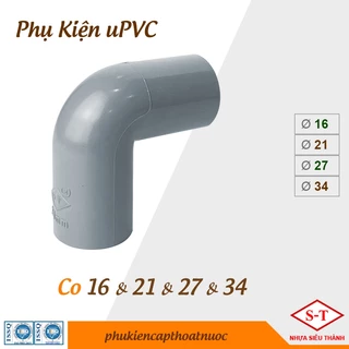 Co, Cút PVC từ phi 16 -> 34 phụ kiện uPVC nhựa ST [BỊCH 10 cái]