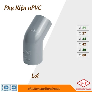 Co Lơi, Chếch uPVC phi 21, 27, 34, 42, 49, 60 phụ kiện nhựa ST [BỊCH 10 cái]