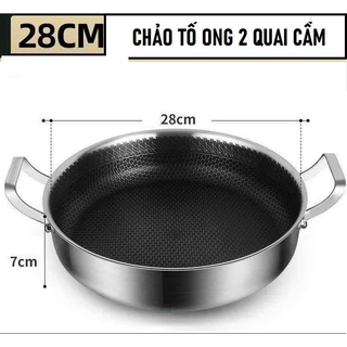 (DÙNG ĐƯỢC TẤT CẢ CÁC LOẠI BẾP) Chảo tổ ong 28cm 2 quai cầm, chảo chống dính 32cm, chảo cao cấp