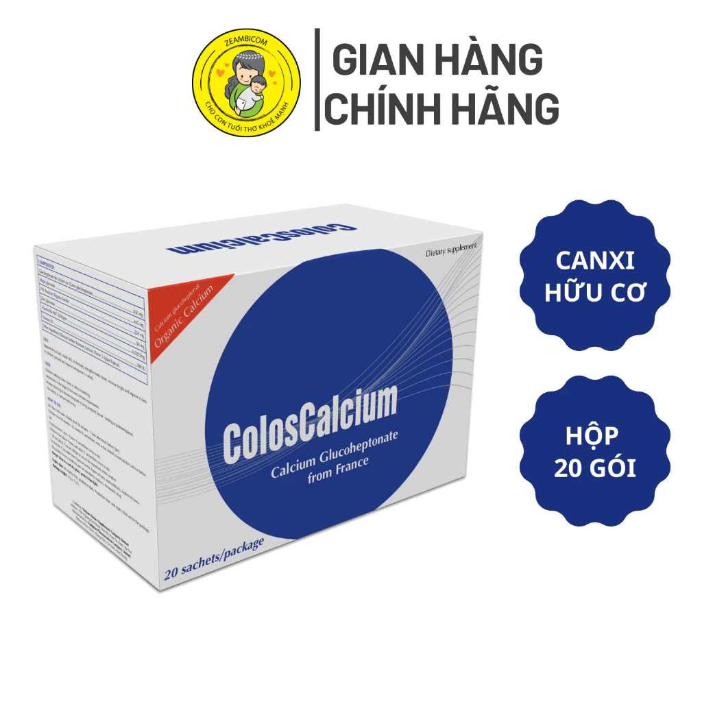 Canxi Zeambi - Colos Calcium Plus hữu cơ dạng bột hộp 20 gói