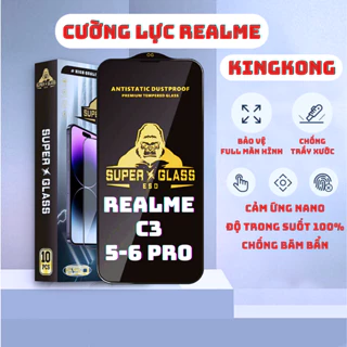 Kính cường lực Realme C3, Realme 5 Pro / 6 Pro Kingkong full màn | Miếng dán bảo vệ màn hình cho Realme | OPKEM