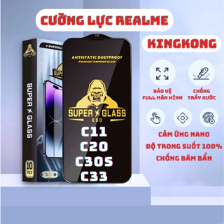 Kính cường lực Realme C11, C20, C30S, C33 Kingkong full màn | Miếng dán bảo vệ màn hình cho Realme | OPKEM