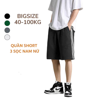 38-100kg Quần Short 3 sọc Nam Nữ Bigsize thời trang ullzzang