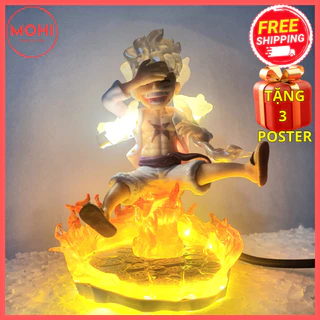 Mô hình Luffy Gear 5 ngồi cười Có bản LED, có hộp màu, cao 10cm ( Tặng 3 Poster )