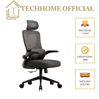 Ghế Xoay Văn Phòng Công Thái Học TECH HOME Tay Gập Thông Minh Lưng Lưới Chân Nhựa PP Chắc Chắn