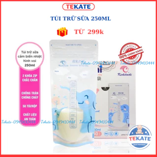 Túi Trữ Sữa Kichilachi 250ml- Cảm Biến Nhiệt Độ, Có Khóa Zip Chắc Chắn Chống Rò Rỉ