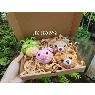 Móc khoá đầu thú bằng len Handmade