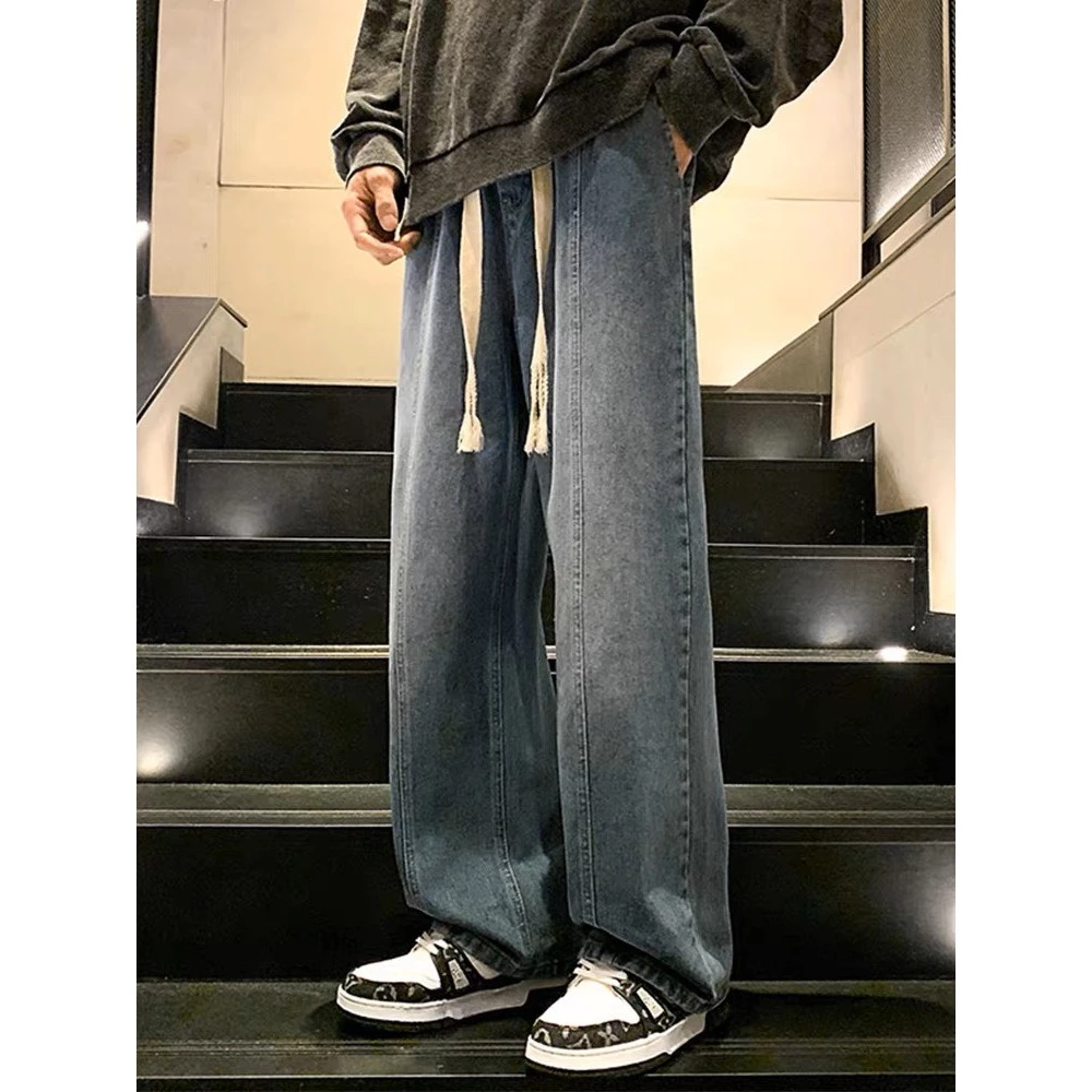 Quần jean ống rộng lưng thun dây rút Boin unisex baggy hiphop y2k bigsize dance hack dáng form rộng nam nữ dáng suông