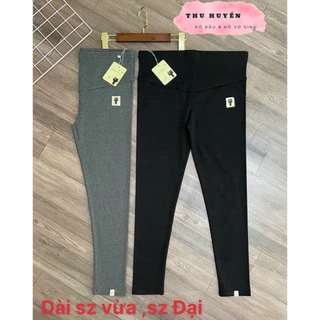 Quần legging bầu cạp cao, chất cotton dẻo, có dây cột chỉnh theo bụng bầu