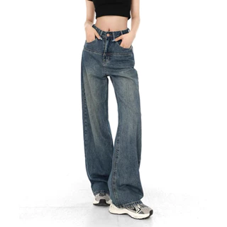 Quần Bò Nữ Ống Rộng, Quần Jeans Nữ Ống Suông Phong Cách Thời trang Nữ Hiện Đại TL36