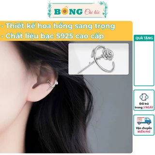 Khuyên đeo vành tai bạc hình hoa hồng phong cách Hàn Quốc BTB110 - khuyên tai bạc S925 BÔNG Cài Tóc