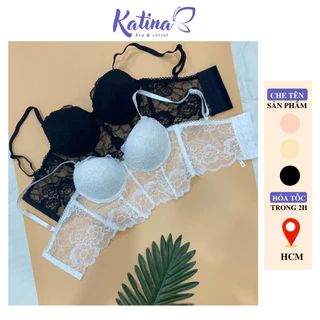 KTH09 Áo Bra Ren Kiểu Dáng Corset KATINA Croptop Hai Dây Cao Cấp Có Gọng Đệm Mút 3cm Nâng Ngực Bralette