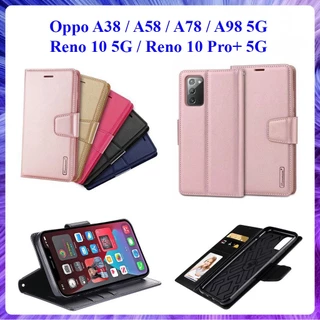 Bao da dạng ví Oppo A38, A58, A78, A98 5G, Reno 10 5G, Reno 10 Pro 5G hiệu Hanman có nắp gập, ngăn đựng thẻ ATM tiền