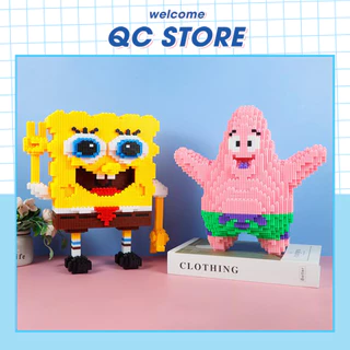 Bộ mô hình bọt biển lắp ráp 3D xếp hình nhân vật SpongeBob dễ thương cute dành cho bé kích thước 27 -35cm QC Store