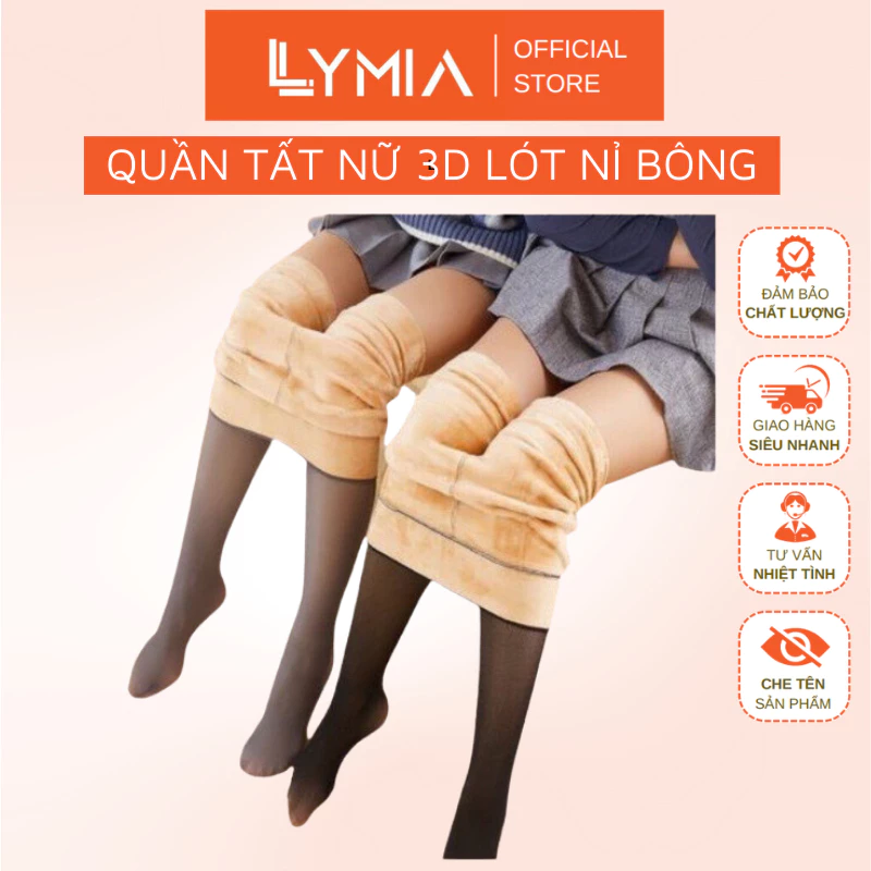 Quần tất nữ  LYMIA 3D lót nỉ bông màu đen, ghi khói, nâu cafe giữ nhiệt mùa đông siêu dày ấm QT05