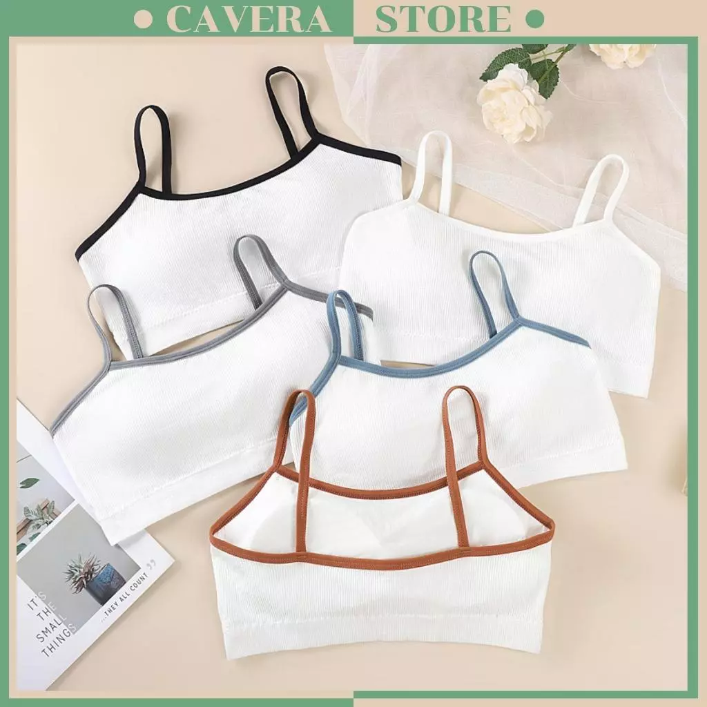 Áo bra nữ cotton gân tăm mút mỏng có thể tháo rời - Bra nữ 2 dây cá tính, co dãn thoải mái CAVERA B7868