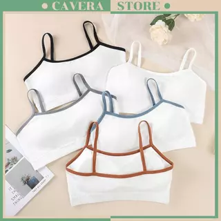 Áo bra nữ cotton gân tăm mút mỏng có thể tháo rời - Bra nữ 2 dây cá tính, co dãn thoải mái CAVERA B7868