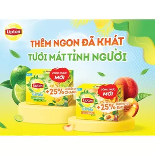 {Date 4/2026} Trà Lipton hòa tan tươi mát tỉnh người thêm 25% hương vị hoa quả vị chanh mật ong hộp 16 gói x 14g