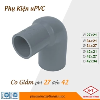 Co Giảm nhựa PVC phi 27x21, 34x21, 34x27, 42x21, 42x27, 42x34 phụ kiện nhựa ST [BỊCH 10 cái]