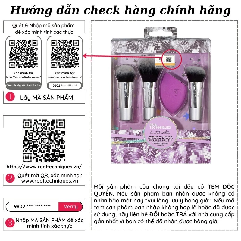 Bộ Cọ Trang Điểm Real Techniques Sparkle On-The-Go