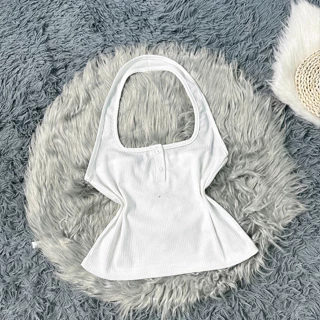 Áo Ba Lỗ Bigsize Nữ Nút Tháo Được trước Ngực kiểu Croptop Vải Thun Gân Mềm Mại Co Giãn cho nàng mũm G46