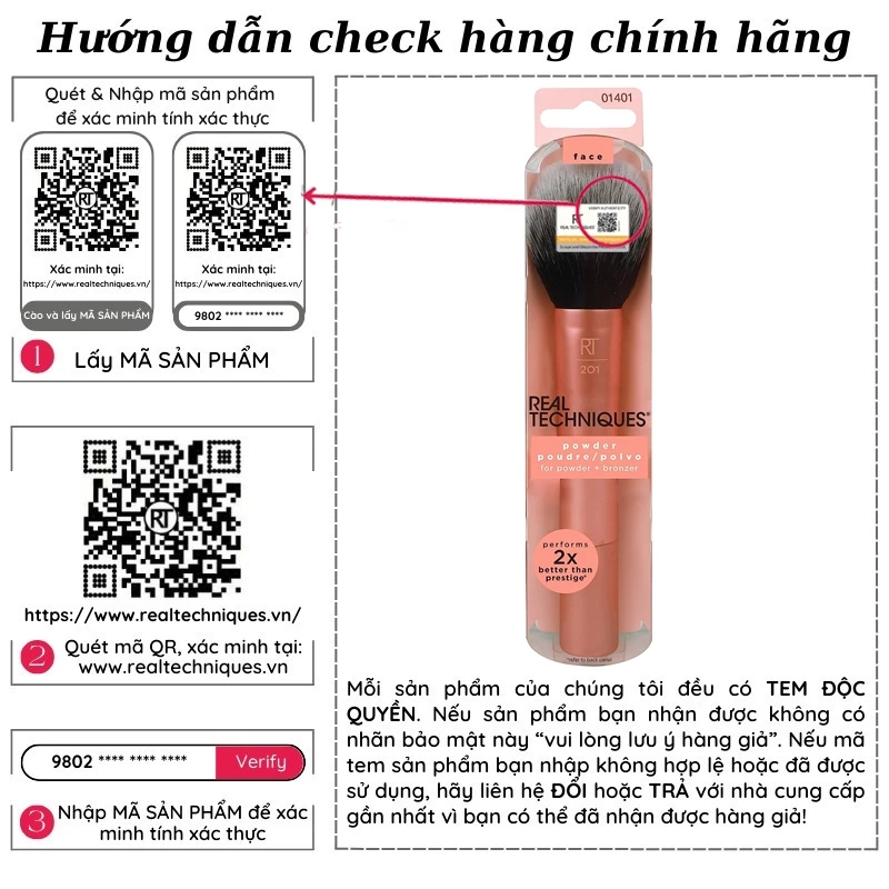 Cọ trang điểm phấn phủ REAL TECHNIQUES Powder Brush