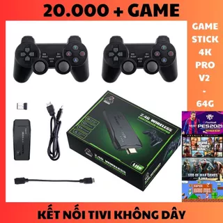 Game STICK 4K PRO 64gb 2023 - Máy chơi game không dây, HDMI có thể kết nối với TV, hỗ trợ lên đến 20000 game