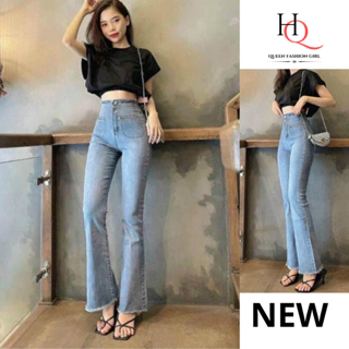 Quần Bò Ống Loe Đẹp Vải Jeans Cao Cấp, Quần Dài Cạp Cao Tôn Háng Nâng Mông Hàng Đẹp Loại 1 VNXK- HQ