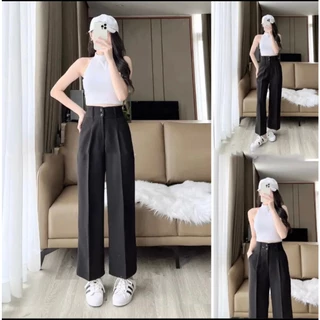 [❤️Quần Culottes Ống Rộng Cạp Cao Hai Cúc❤️-Vải Vitex Cao Cấp-Hàng Thiết Kế Full Size. M101.