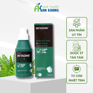 BETADINE Nước súc họng Gargle & Mouth Wash 125ml, hỗ trợ viêm họng, do trào ngược dạ dày