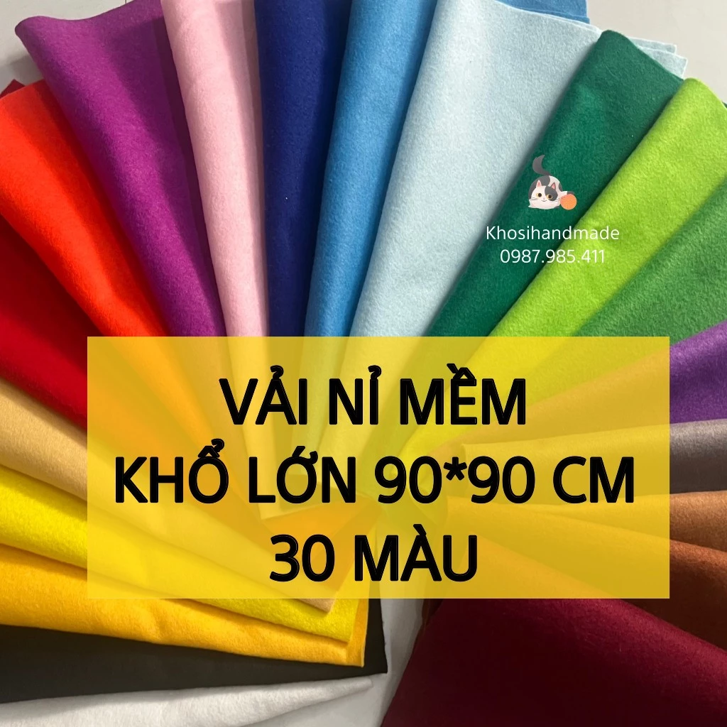 Vải Nỉ Mềm (Dạ Nỉ) Khổ Lớn 90x90cm KSM90, Làm Treo Nôi, Ứng Dụng Handmade