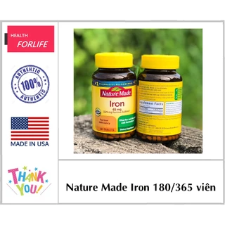 Nature Made Iron 65mg 365 Viên - Thực phẩm Bổ Sung Sắt Cho Mẹ Bầu, Ngừa Thiếu Máu