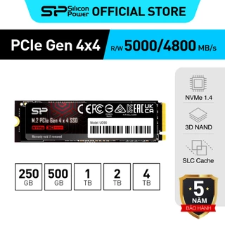 Ổ cứng SSD M.2 NVME SiliconPower Đọc/Viết(tối đa)5000 MB/s.4800MB/s 250GB/500GB/1TB/2TB M.2 2280 PCIeGen4x4 _UD90 BH5năm