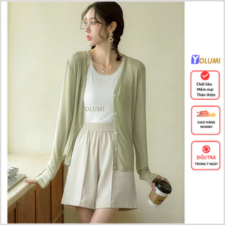 Áo Khoác Cardigan Mỏng Nữ Vải dệt kim chất lượng cao thoáng mát phong cách Hàn Quốc YOLUMI