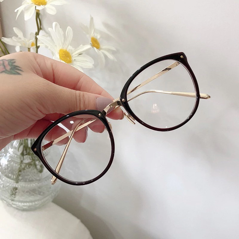 Gọng Kính Tròn Càng Sắt Nam Nữ, Mắt Kính Gọng Kim Loại Chống Ánh Sáng Xanh Giả Cận FERADO