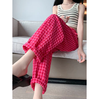 quần dài nữ form BAGGY chất đũi cotton lưng thun co dãn HELENSHOPVN ,quần dài kẻ karo 2 túi thời trang cực tôn dáng