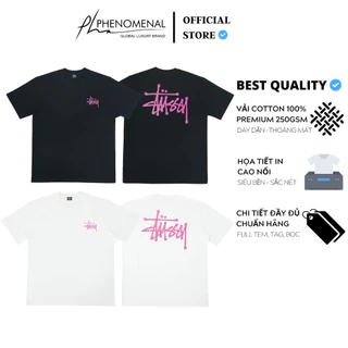 Áo Stussy Basic Logo Hồng - Chất 100%cotton mịn dày 250GSM nặng trên 300gram