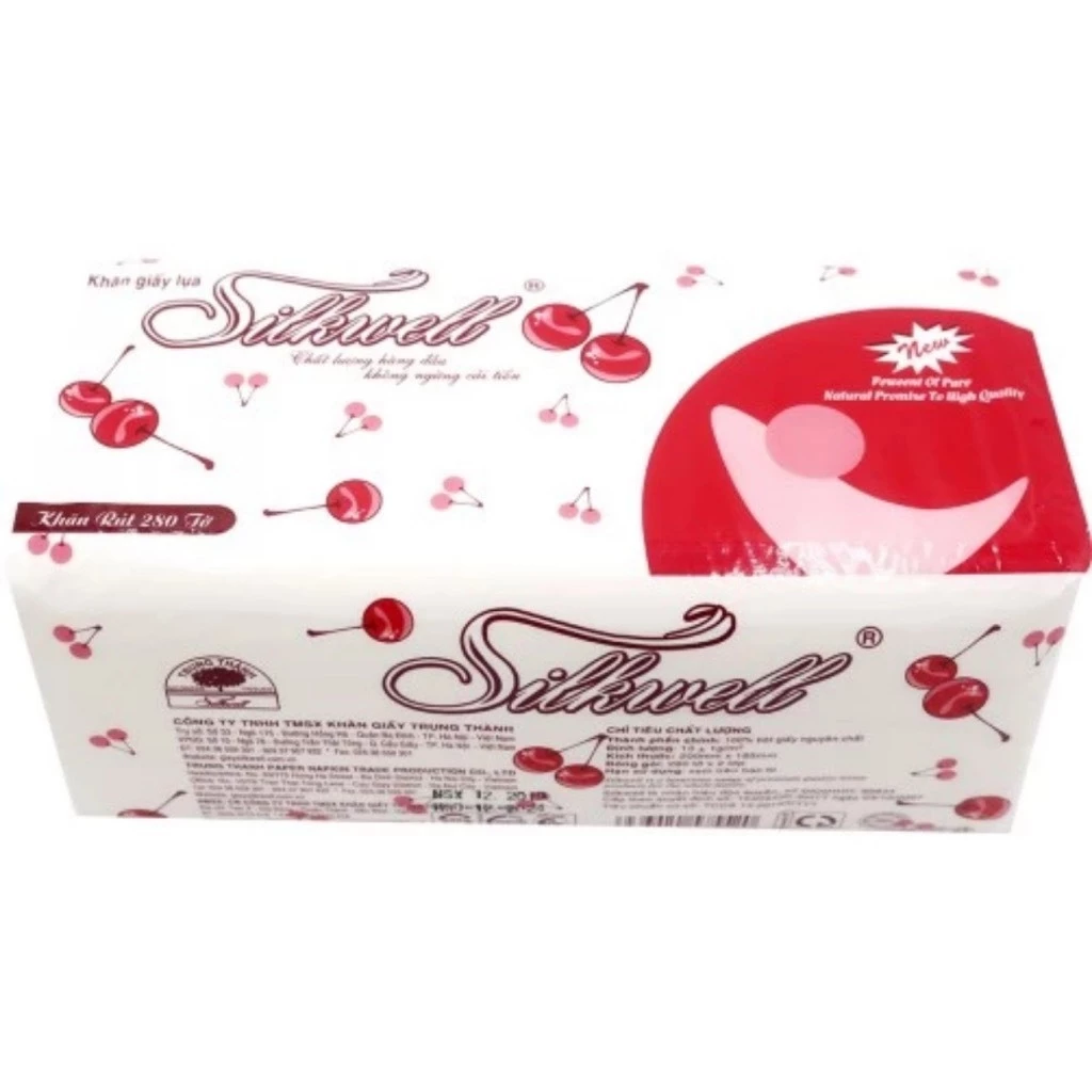 Giấy ăn rút lụa khổ lớn Chery Silkwell 280 tờ 2 lớp Hàng chính hãng
