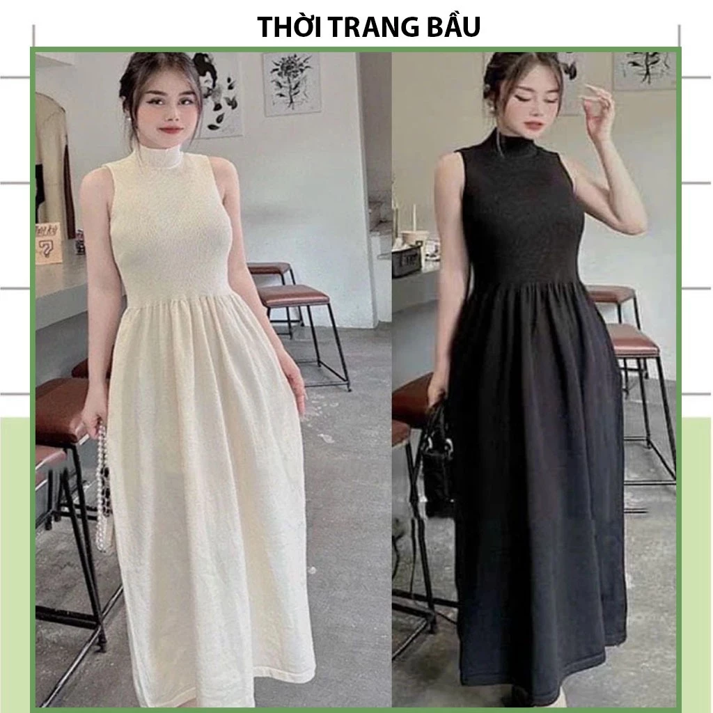 [V493] VÁY ĐẦM LEN QUẢNG CHÂU MÙA THU ĐÔNG-ĐẦM BẦU THIẾT KẾ BABYDOLL SÁT NÁCH CỔ 3 PHÂN FRESIZE MẶC BẦU VÀ SAU SINH