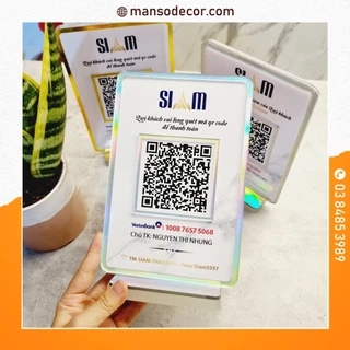 Bảng thanh toán | bảng quét mã QR số tài khoản | Bảng qr code để bàn | Mica | Chống thấm nước | Viền hologram 7 màu