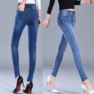 Quần Jean Nữ Quần Bò Nữ Cào Co Giãn Lưng Cao Dáng Skinny Hàng Công Ty Xuất Khẩu Cao Cấp