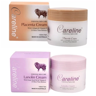 Kem dưỡng Careline Lanolin Cream mỡ cừu (tím),Careline Placenta Cream nhau thai cừu (cam)  100ml; kem cừu tím cam/tím Úc