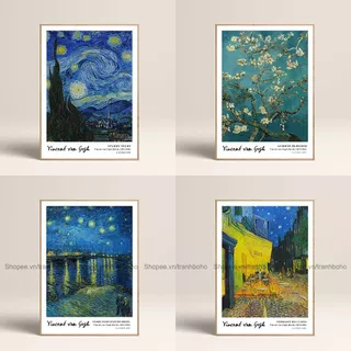 4 mẫu tranh Van Gogh treo tường kích thước 50*70cm, tặng kèm đinh 3 chân treo tranh, bảo hành 12 tháng