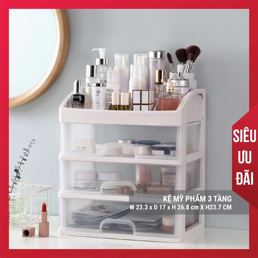 [RẺ NHẤT SÀN] Kệ Đựng Mỹ Phẩm Đồ Trang Điểm Trang Sức 4 Tầng Ngăn Kéo Tiện Dụng
