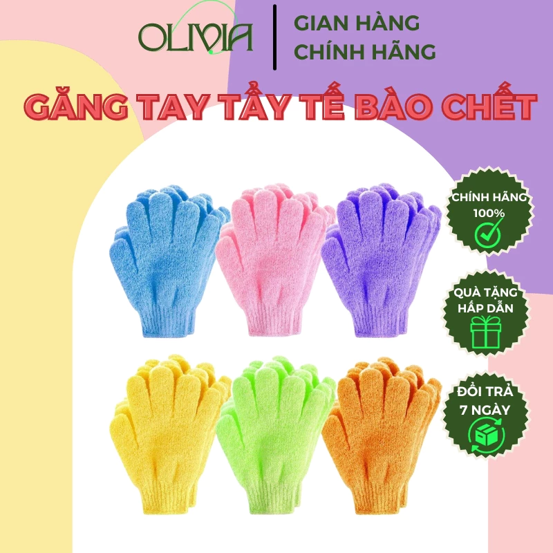 Găng Tay Tắm Tẩy Tế Bào Chết Đa Năng, Khăn chà tắm loại găng tay năm ngón 2 mặt kiểu - OliviaCosmetics